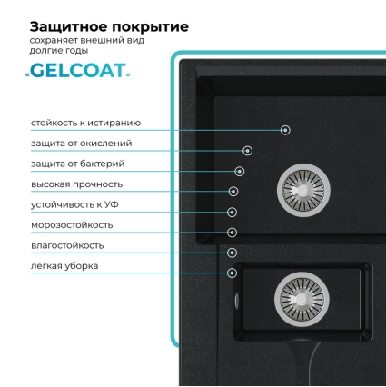 Мойка кухонная POLYGRAN BRIG 770 (космос №316)